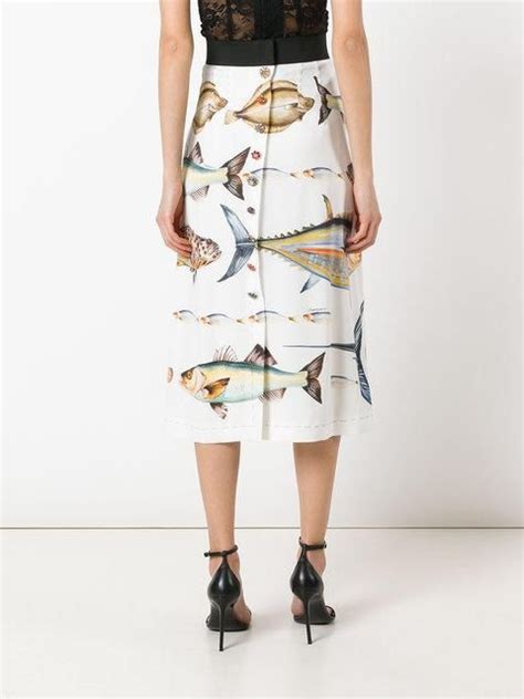 dolce gabbana fish print skirt|More.